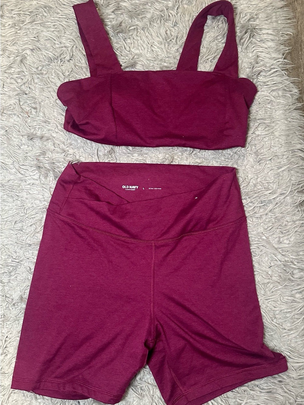 Old Navy Maroon Sports Bra and High-Waist Bike Shorts Set